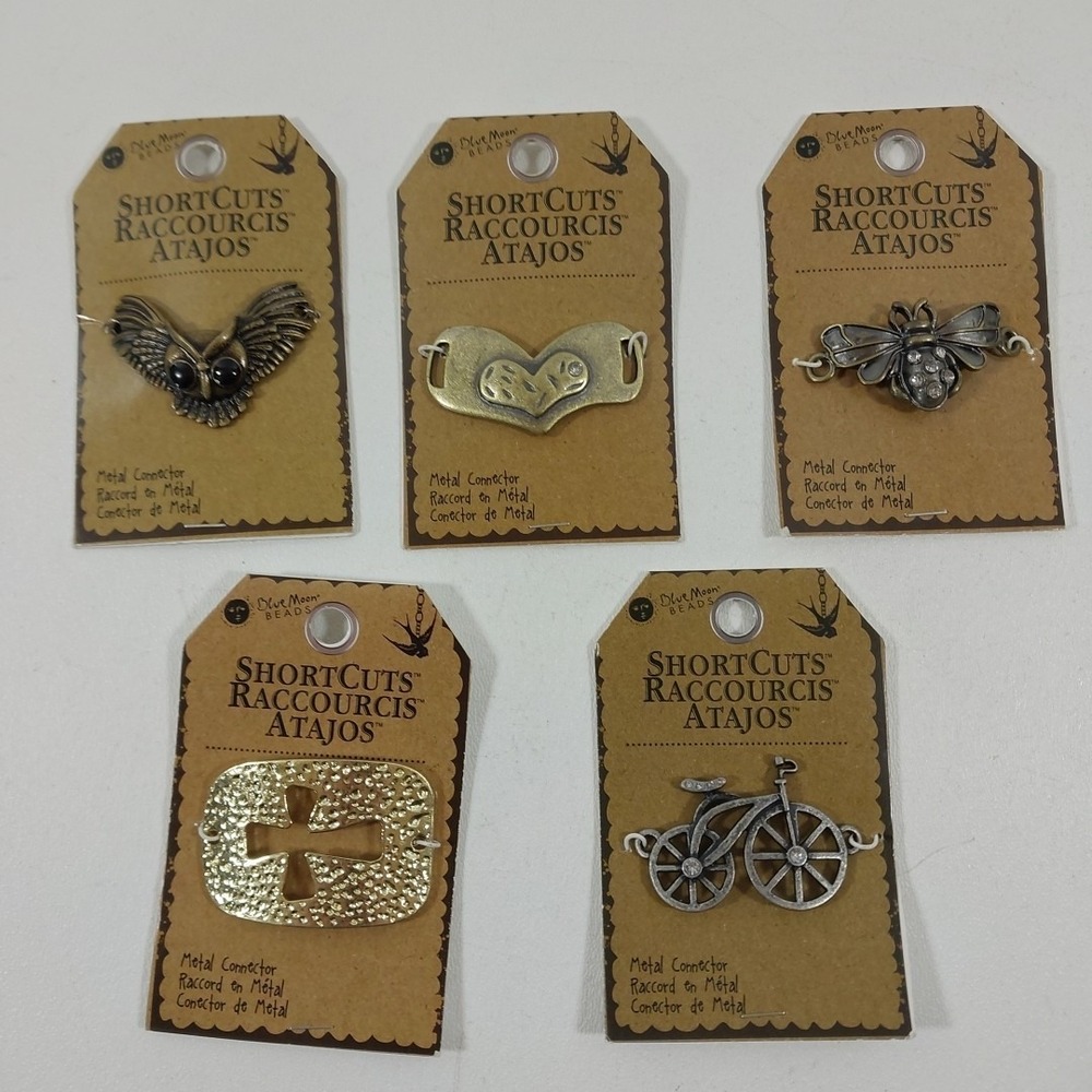 Lot of 5 Pieces of Metal Connectors Blue Moon Beads Jewelry Crafts‎ Bee Bike Owl